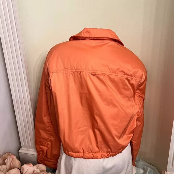 Mimosa. Size Small. Orange Cropped Puffer Jacket. Pulls. Quilted Lining. B27 - Picture 3 of 6